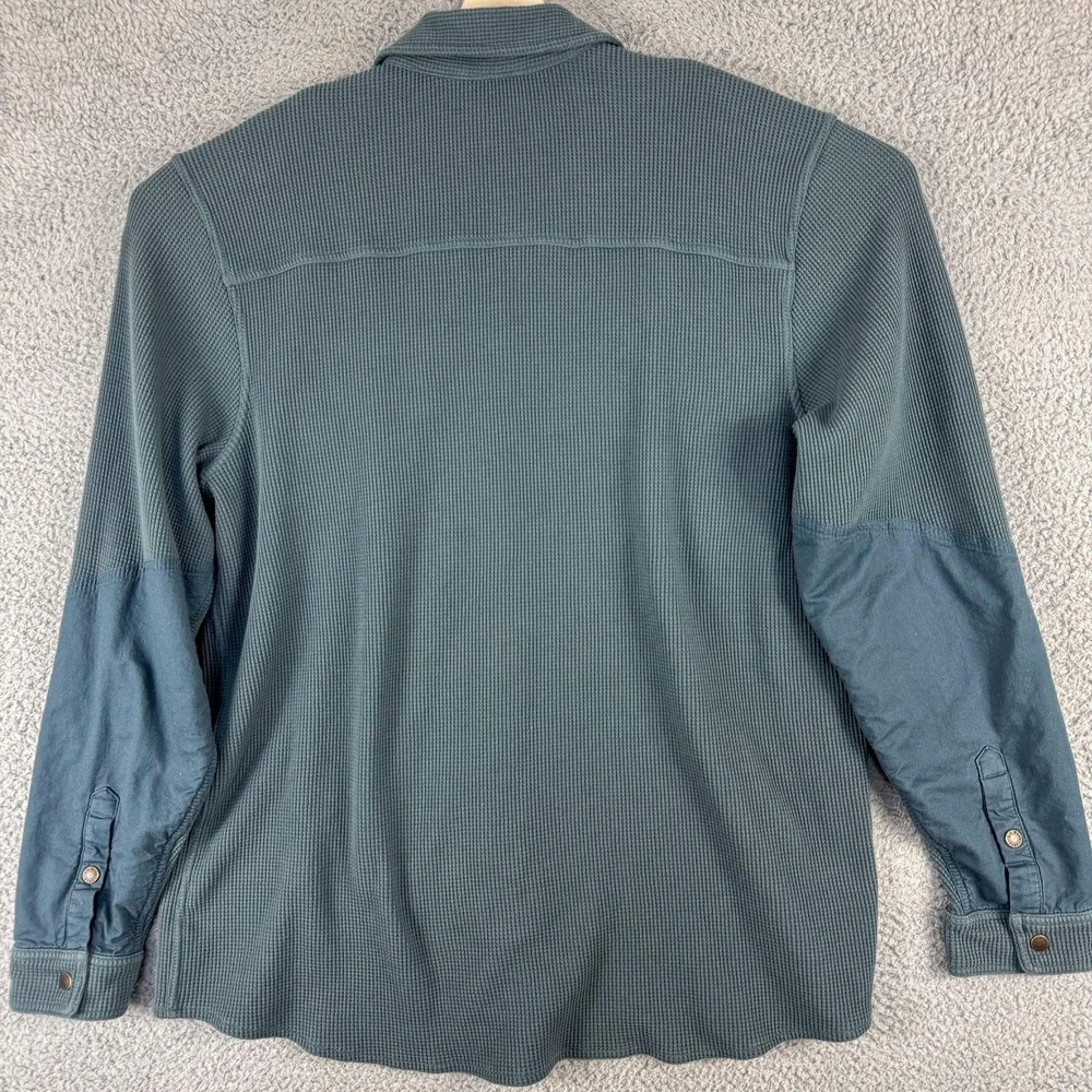 LL Bean Shirt Jacket Mens XL Tall‎ Blue Waffle Knit Snap Front Thermal 518840